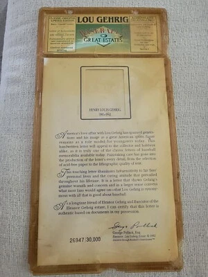 Lou Gehrig Rare Classic Letter Print Reproduced to Museum Standards 26947/30000 - Image 1 of 4