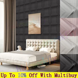 Black 3D Effect Wood Panels Wallpaper Wood Coving Feature Wall Paper Home Decor - Picture 1 of 145
