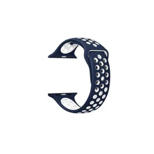 Silicone Watch Band For iWatch (38/40mm) Breathable Flexible Pin/Tuck - Navy/Whi - Picture 1 of 4