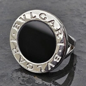 Bvlgari Bulgari Onyx Circle Ring 18k Large White Gold Size 7.25 - Picture 1 of 7