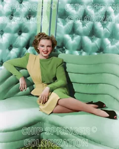 JUDY GARLAND Relaxing on Sofa | Beautiful 8x10 COLOR Photo by CHIP SPRINGER - Picture 1 of 1