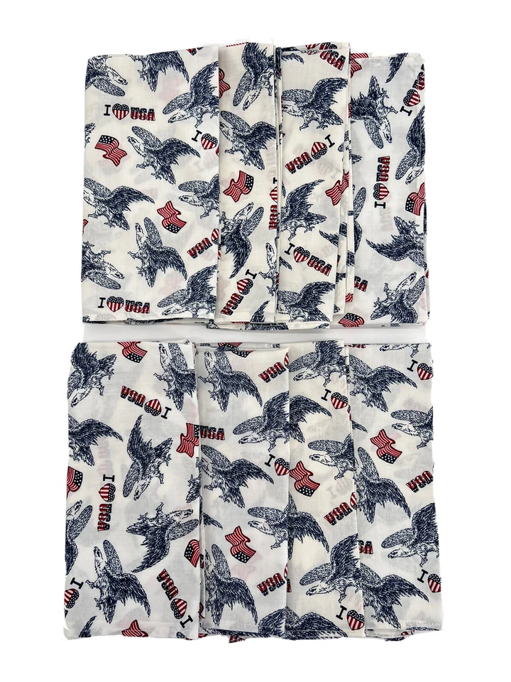 "Juego de 8 servilletas de tela American Flag Eagle I Love USA Patriotic 16"" cuadradas" Foto 1 de 4