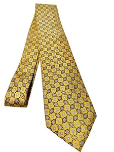 Jos A Bank Executive Collection Yellow Blue & Brown Handmade Silk Mens Neck Tie - Picture 1 of 13