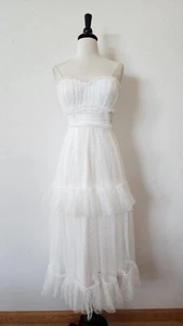 Anthropologie Midi Dress New Size Small XS White Mesh Strapless Wedding Bridal - Picture 1 of 7