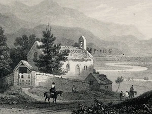 c1830 Antique Print MERIONETH - LLANELLTYD CHURCH NR DOLGELLAU by Gastineau - Picture 1 of 3