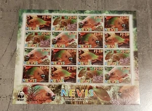 NEVIS-WWF-RAINBOW PARROTFISH FULL SHEET MNH - Picture 1 of 1
