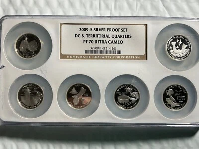 2009 S PROOF SILVER 6 COIN TERRITORIES & DC QUARTER SET NGC PF70 ULTRA CAMEO 25C - Image 1 of 4