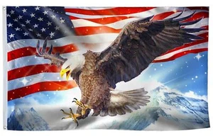 Fyon American Eagle Light Sky 3x5 Ft Flag - UV Fade Resistant Double Printed ... - Picture 1 of 7