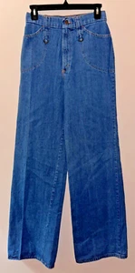 Vintage 70's H.I.S High waisted wide leg blue jeans sz 9 EUC - Picture 1 of 6