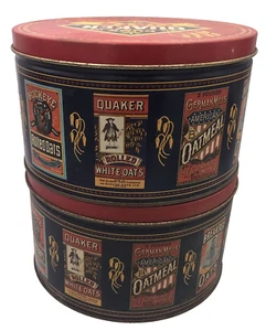 Quaker Oats Tin Canisters Oatmeal Cookie Recipe Vintage 1983 Limited Edition 2 - Picture 1 of 15