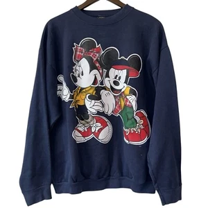 Vintage Disney Mickey Mouse & Minnie Jerry Leigh 90s Blue Sweater USA Rare Gr. XL - Bild 1 von 16