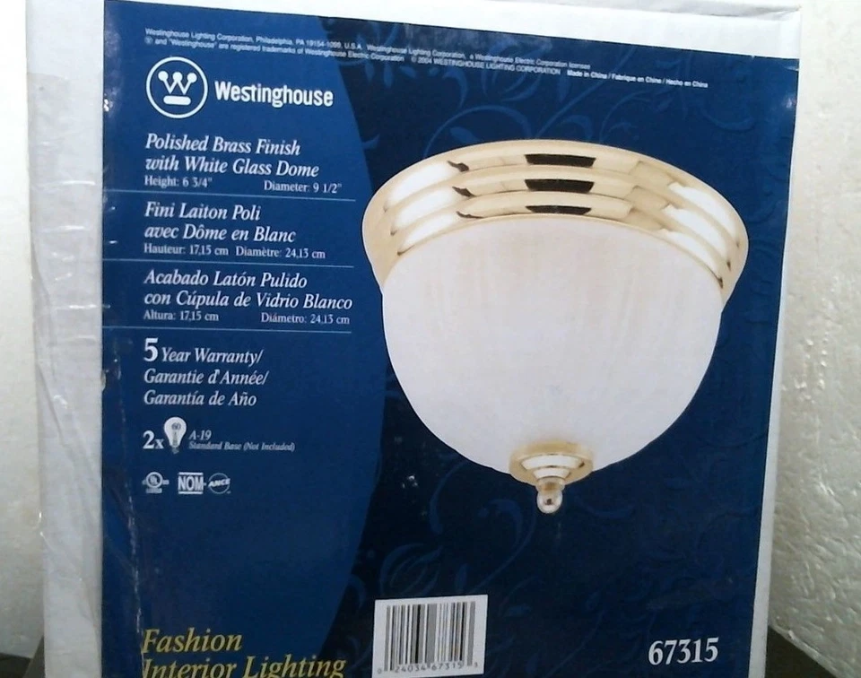 Acabado de latón pulido Westinghouse con cúpula de vidrio blanco 67315 ENVÍO GRATUITO  Foto 1 de 1