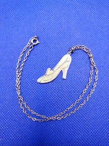 Disney Parks Collection Stainless Steel Cinderella Glass Slipper Necklace 16in - Picture 1 of 6