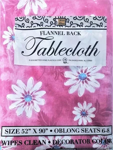 Purple Flower Vinyl Tablecloth Decorator Design Flannel Backing (52"X90" Oblong) - Picture 1 of 1