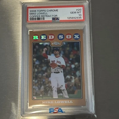 Mike Lowell 2008 Red Sox Topps Chrome Copper /599 Refractor #20 PSA 10 POP 1! - Image 1 of 2