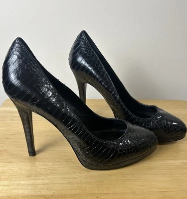 Tacones de aguja Lauren Ralph Lauren LRL 8,5 negros imitación piel de serpiente glamour noche Foto 1 de 4