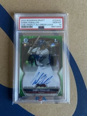 2023 Bowman Draft - Chrome Prospect Gem Mnt 10 Sabin Ceballos #CDA-SC Green Lava - Image 1 of 2