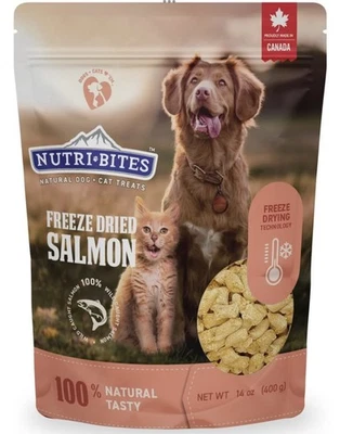 Nutri Bites Freeze Dried Salmon Treats Dogs Cats Protein Natural 14 oz Omega 3 - Image 1 of 4