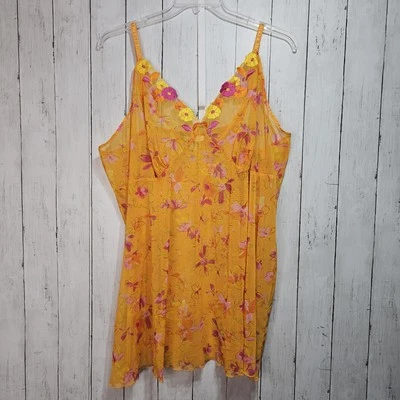 Sexy Camisón Cacique Lane Bryant Sensual Naranja Transparente Bordado Talla 26/28 Foto 1 de 4