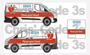 Code 3 Adhesive Vinyl Decals Suit 1/43 1/50 Transit Custom - NHS Blood Service - Picture 1 of 1