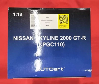 Arte automático Nissan Skyline 2000 GT-R KPGC110 blanco, caja dañada Foto 1 de 4