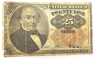 Fractional Currency - 1874 - 25 Cents - Circulated - Fr 1308  5th Issue Red Seal - Picture 1 of 4