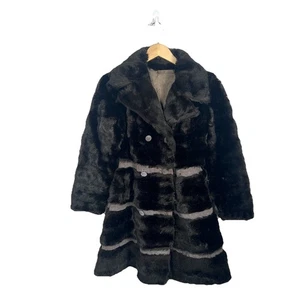 Abrigo de piel largo marrón oscuro de colección para mujer LiILLI ANN Paris dinero antiguo mafia esposa talla S/M - Imagen 1 de 8