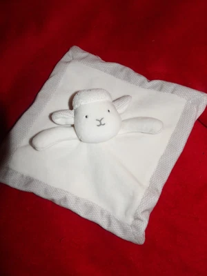 Doudou Plat OBAIBI Mouton Blanc Bord Gris - Photo 1/2
