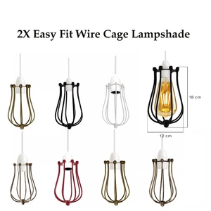2X Jaula Lámpara Colgante Lámpara Lámpara Colgante Industrial Metal Alambre Jaula Vintage - Imagen 1 de 44