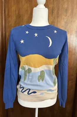 ModCloth Desert Sands Starry Night Sky Cactus Knit Sweater Womens SZ M NICE - Image 1 of 4