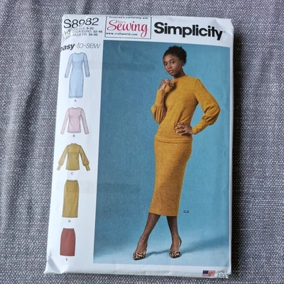 Jersey Dress Sewing Pattern Simplicity S8982 Bust 78 to 112cm UNCUT - Image 1 of 4