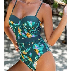 NWOT Womens cupshe one piece tropical swimsuit size large - Picture 1 of 10