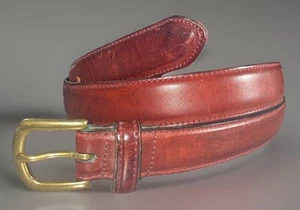 VINTAGE✨ LL Bean Chino Belt Men’s Leather Red Brown Belt, SZ 38, Made In Turkey - Picture 1 of 7
