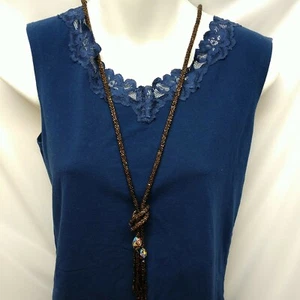 -Vintage Beaded Necklace 59" end to end Flapper-Style bronze beads - Picture 1 of 4