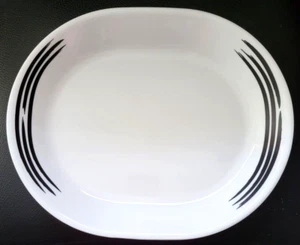 CORELLE STROKES OF COLOR BLACK OVAL SERVING PLATTER 12" - Picture 1 of 2
