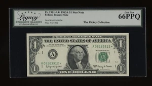 DBR 1963-A $1 FRN Boston STAR Gem Fr. 1901-A* Legacy 66 PPQ Serial A08163912* - Picture 1 of 2