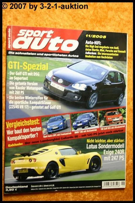 Sport Auto 11/05 VW GTI BMW Alpina B5 Lotus Exige 240R - Immagine 1 di 1