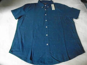 ARIZONA Navy Blue Short Sleeve Button Up Size L NWT 99% Cotton MSRP $34.00 - Picture 1 of 7