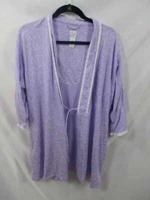 Bata para mujer Aria mediana púrpura floral manga larga corbata abierta calce clásico mezcla Foto 1 de 4