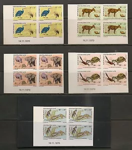 Central Africa #B3-B7 VF MNH Imperforated Blocks - 1971 Wildlife / Animals - Picture 1 of 1