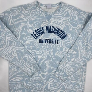 George Washington University Crewneck Sweatshirt Size L Blue Tie Dye Champion - Picture 1 of 9