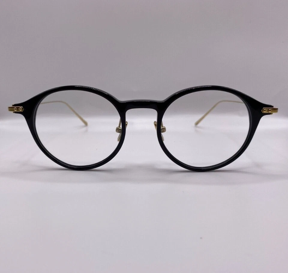 Linda Farrow LF06C1 5710 Negro Dorado Marco Redondo Hecho a Mano 49-20-143 Foto 1 de 4