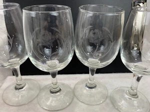 Fostoria Wine glasses set of 4 etched flower rose - Picture 1 of 5