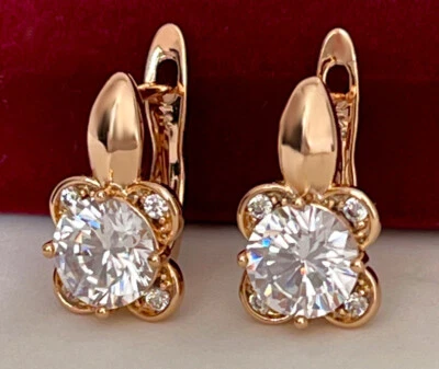 Ohrringe Creolen Hänger Zirkonia Kristalle 750er Gold vergoldet Geschenk Damen - Bild 1 von 4