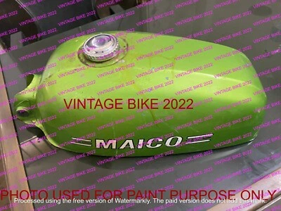 ADECUADO PARA Maico md 250 tanque de gasolina de acero verde 1971-83 + tapa Foto 1 de 2