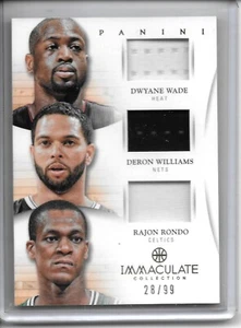 2012-13 Immaculate DWYANE WADE DERON WILLIAMS RAJON RONDO TRIPLE GU PATCH /99! - Picture 1 of 2