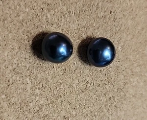 Tahitian Southseas Pendientes de Perla Negra Brillo Plata Esterlina Postes 10 mm Nuevos - Imagen 1 de 4