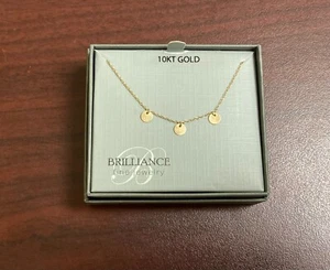 10K Yellow Gold Three Dangle Disks Necklace BRAND NEW USA - Picture 1 of 2
