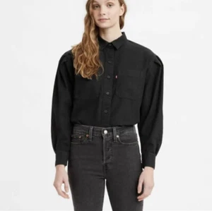 Levis Black Collared Kinsley Long Sleeve Button Down Shirt Women’s Large NWT - Picture 1 of 5