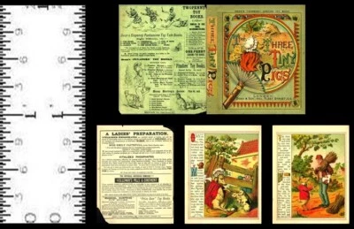 LEE ANN BORGIA MINIATURE BOOKS 1:12 SCALE MINIATURE BOOK THE THREE TINY PIGS PRE 1900 DOLLHOUSE SCALE